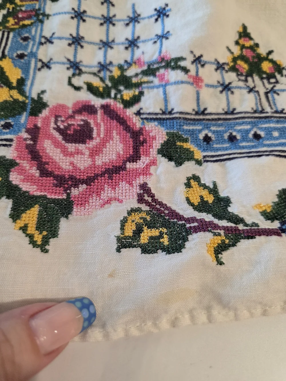 Free People XS Honey Pie Cream Halter Crop Top with Pink Rose Embroidery